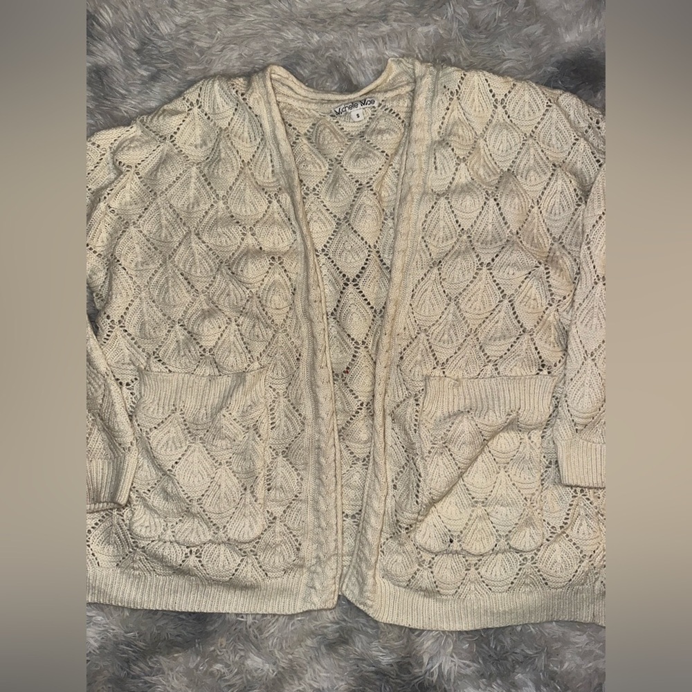Michele Mae Cream Open Knit Cardigan - Small EUC